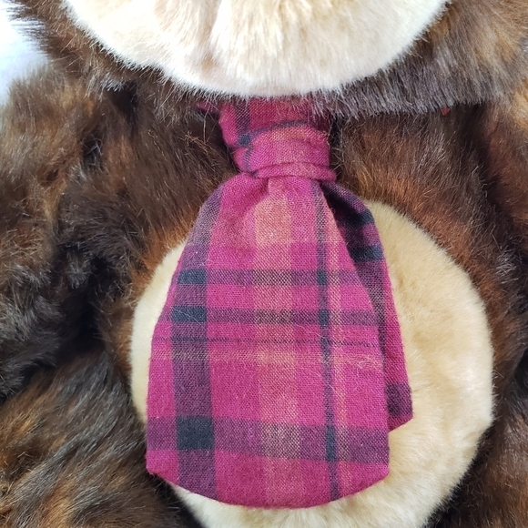 Kellytoy Europe Tip Dyed Teddy Bear Plaid Tie Plush Stuffed Animal 13 Inch 1997 - Picture 3 of 10